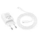 Hálózati töltőfej 1x Type-C + Type-C - Type-C adatkábel, PD / QC, 20W, fehér, Hoco N60