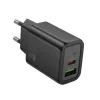 Hálózati töltőfej 1xUSB / 1xType-C, QC 3.0 / PD 3A / 20W, GaN, fekete, Hoco N61