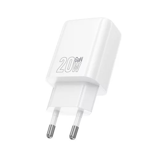 Hálózati töltőfej 1xUSB / 1xType-C, QC 3.0 / PD 3A / 20W, GaN, fehér, Hoco N61
