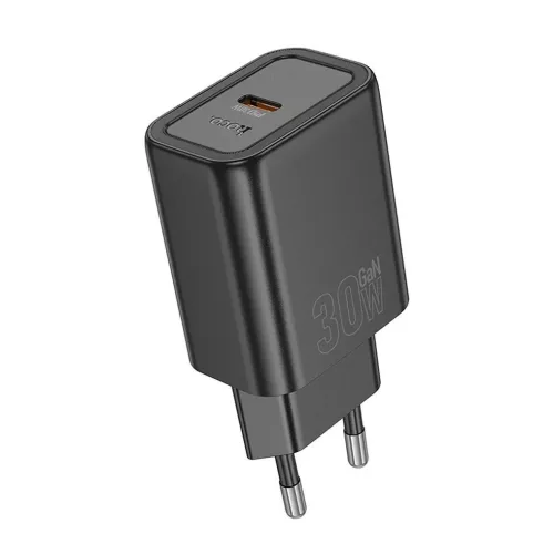 Univerzális hálózati gyors töltőfej, 1xType-C, PD3.0 / QC3.0 / 30W / 3A, fekete, Hoco N62 Gentle