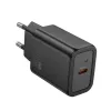 Univerzális hálózati gyors töltőfej, 1xType-C, PD3.0 / QC3.0 / 30W / 3A, fekete, Hoco N62 Gentle