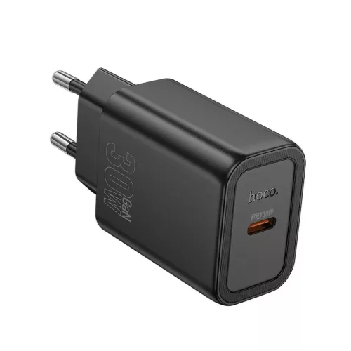 Univerzális hálózati gyors töltőfej, 1xType-C, PD3.0 / QC3.0 / 30W / 3A, fekete, Hoco N62 Gentle