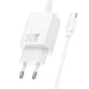 Hálózati töltőfej 1x Type-C + Type-C - Type-C adatkábel, PD 30W, QC 3.0, fehér, Hoco N62