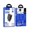 Hálózati gyors töltőfej, 1xType-C / 1xUSB, PD + QC 3A / 30W, fekete, Hoco N63