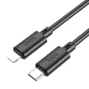 Type-C - iPhone 8pin gyorstöltő adatkábel, fekete, PD 27W, 2M, 2.4A, Hoco X88