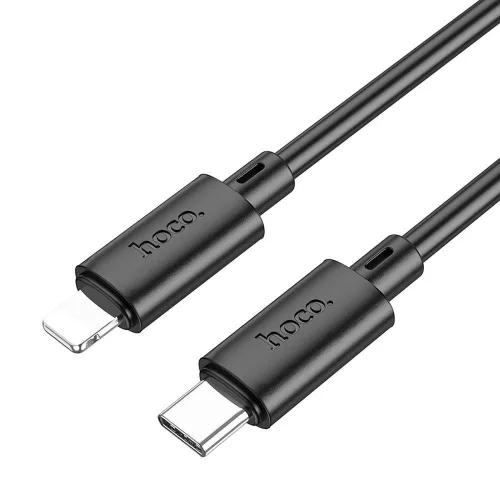 Type-C - iPhone 8pin gyorstöltő adatkábel, fekete, PD 27W, 2M, 2.4A, Hoco X88