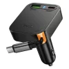 Szivartöltő fej 1xType-C / 1x USB csatlakozó, Type-C kábel, PD 35W, QC3.0, 0.65M, fekete, Hoco NZ18