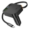 Szivartöltő fej 1xType-C / 1x USB csatlakozó, Type-C kábel, PD 35W, QC3.0, 0.65M, fekete, Hoco NZ18