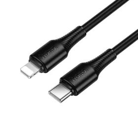   Type-C - iPhone 8pin gyorstöltő adatkábel, fekete, 1M, PD 27W / 2.4A, Hoco X120