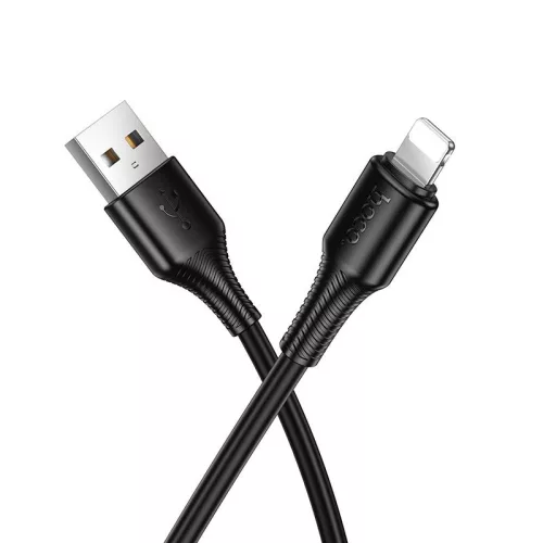 iPhone 8pin gyorstöltő adatkábel, 2.4A, 1M, fekete, Hoco X120