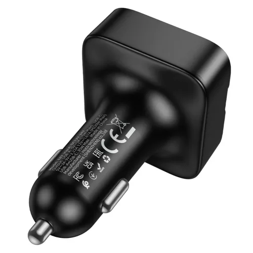 Bluetooth FM transmitter, 2xUSB / 1xType-C, QC3.0 / PD 20W, BT5.4, fekete, HOCO E87