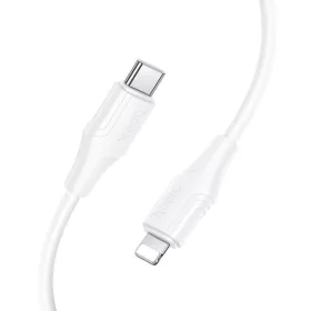   Type-C - iPhone 8pin gyorstöltő adatkábel, fehér, PD 27W, 1M, Hoco X124