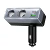 3in1-ben autós töltő és szivargyújtó elosztó (240W), 1xUSB / 1xType-C, 2x szivargyújtó aljzat, PD 30W / QC3.0, Hoco Z65B