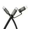 2in1 Type-C - Type-C / iPhone 8pin adatkábel, lapított, 60W / 3A, 1M, fekete, Hoco X125