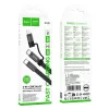 2in1 Type-C - Type-C / iPhone 8pin adatkábel, lapított, 60W / 3A, 1M, fekete, Hoco X125