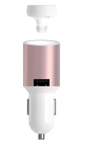 Joway H28 rózsaszín 2.4A szivartöltőfej + bluetooth headset