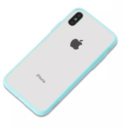 iPhone X / XS (5,8") hátlap tok, szilikon tok, menta zöld keretes / átlátszó, Joway BHK30