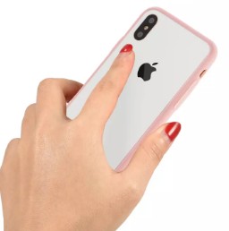 iPhone X / XS (5,8") hátlap tok, szilikon tok, rózsaszín keretes / átlátszó, Joway BHK30