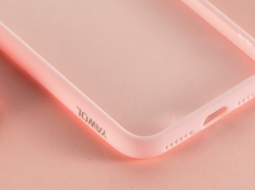 iPhone X / XS (5,8") hátlap tok, szilikon tok, rózsaszín keretes / átlátszó, Joway BHK30