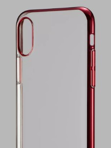 iPhone X / XS (5,8") hátlap tok, TPU tok, piros keretes / átlátszó, Joway BHK32