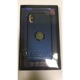   iPhone X / XS (5,8") hátlaptok, TPU tok, gyűrűs, mágneses, sötétkék, Joway BHK35