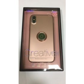  iPhone X / XS (5,8") hátlaptok, TPU tok, gyűrűs, mágneses, rose gold, Joway BHK35