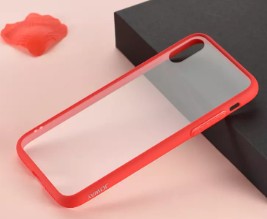 iPhone X / XS (5,8") hátlap tok, szilikon tok, piros keretes / átlátszó, Joway BHK30