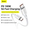 Type-C - Type-C gyorstöltő adatkábel, fast charging, fehér, 1M, 100W, Baseus Superior Series