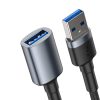 USB-A - USB-A aljzat hosszabbító kábel, fekete, szövettel bevont, 1M, 2A, Baseus CADKLF-B0G