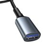 USB-A - USB-A aljzat hosszabbító kábel, fekete, szövettel bevont, 1M, 2A, Baseus CADKLF-B0G