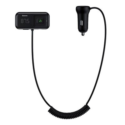 Baseus S-16 fekete bluetooth FM transmitter szivargyújtó töltővel (2X USB, 2.1A) + AUX + PILOT