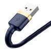 iPhone 8pin - USB-A adatkábel, szövettel bevont, sötétkék, 1.8M, 2A, Baseus CALYW-A13