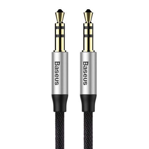 Jack-jack (3.5mm) audio kábel, szövettel bevont, fekete, 1.5M, Baseus M30