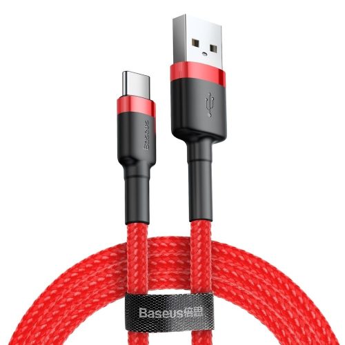 Type-C - USB-A adatkábel, szövettel bevont, piros, 2M, 2A, Baseus CATKLF-C09