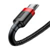 Micro USB adatkábel, fekete-piros, 2m, 1.5A, Baseus Cafule
