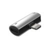 2in1 audio / HF adapter, iPhone 8pin - 2X iPhone 8pin, fekete-ezüst, Baseus CAL46-S1