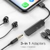 3in1 audio / HF adapter, iPhone 8pin - 2X iPhone 8pin / 3,5mm jack, fekete, Baseus CALL52-01