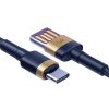 Baseus CATKLF-PV3 Type-C arany-kék szövet "Super Quick Charge" adatkábel 1m 5A