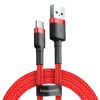 Type-C - USB-A adatkábel, szövettel bevont, piros, 3M, 2A, Baseus CATKLF-U09