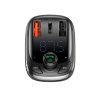 Baseus CCTM-B01 fekete bluetooth FM transmitter szivargyújtó töltővel (2X USB) 5A