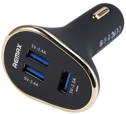 Remax RCC302 fekete 3USB szivartöltőfej 6.3A