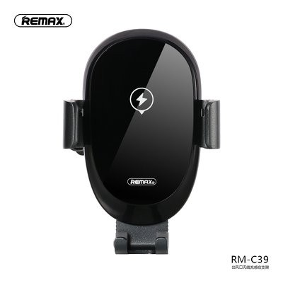 Remax RM-C39 fekete automata szellőzőnyílásra helyezhető autós tartó / vezeték nélküli (Wireless) töltő 10W