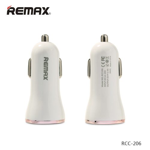 Remax RCC206 fehér-rose gold 2USB szivartöltőfej 2.4A