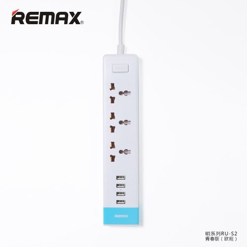 Remax RU-S2 hálózati elosztó 3 univerzális csatlakozó és 4 USB porttal fehér