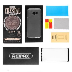   Samsung Galaxy S8 Plus előlapi üvegfólia, 3D PET, fekete, SM-G955, Remax GL-08