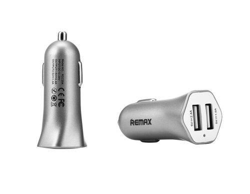 Remax RCC204 ezüst 2USB fém szivartöltőfej 2.4A