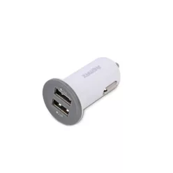 Szivartöltő fej, 2x USB, 2.1A, fehér, Remax 