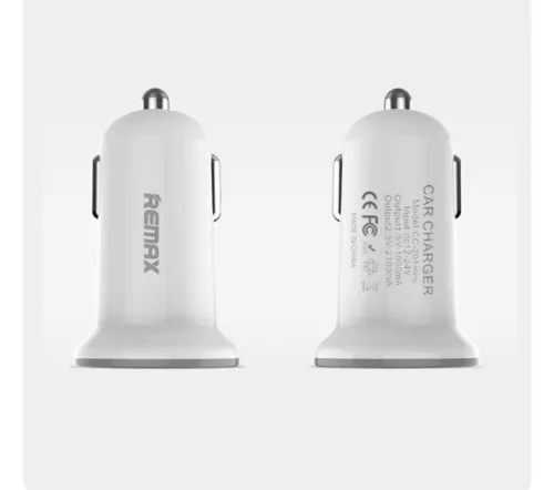 Szivartöltő fej, 2x USB, 2.1A, fehér, Remax 