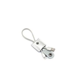   Micro usb adatkábel, 2.1A, 0.3m, bőr, ezüst, Remax RC-079m
