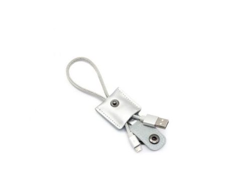 Micro usb adatkábel, 2.1A, 0.3m, bőr, ezüst, Remax RC-079m